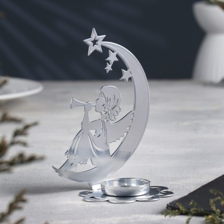 Luna Climber Metal for one candle, 7.1x10.8x14.7 cm, chrome