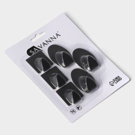 Set of metal self -adhesive hooks Savanna Black Loft Drop Box, 6 pcs-5