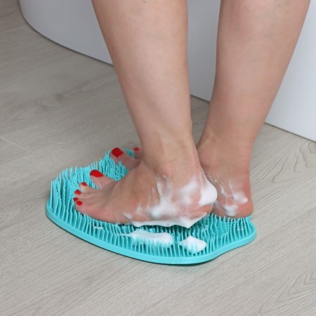 Silicone massage rug for washing legs and body, on suction cups, blue color-7