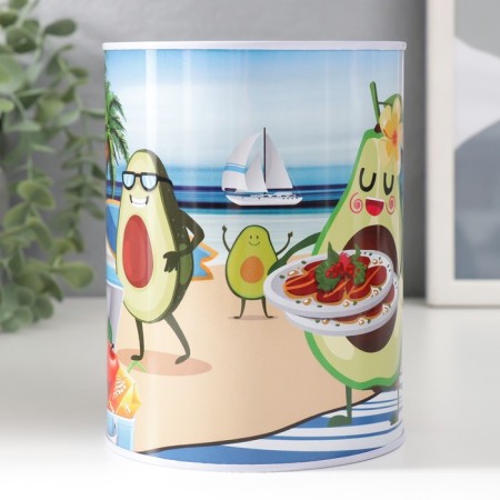 Piggy bank Metal "Avocado on vacation" MIX 10x10x15 cm-1