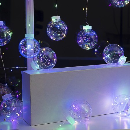Garland "fringe" 2.5 × 0.7 m dews with nozzles "balls", ip20, silver thread, 150 LED, glow of multi, 12 V-6
