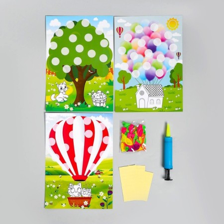Set for the work of applications with balloons "House, ball, tree"-1