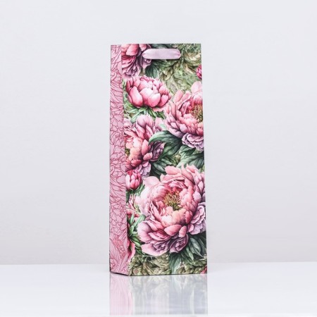Laminate packet for a bottle "peonies", 13 x 36 x 10 cm