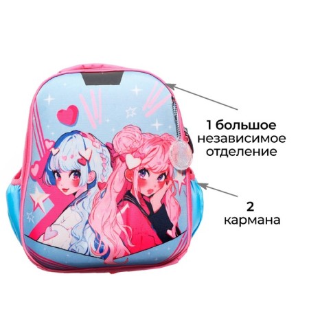 School backpack, 37 x 28 x 19 cm, calligrata volt "Anime girlfriends"-2