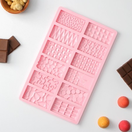 Chocolate chocolate form "Chocolate Assorted", silicone, 26.5 × 16.8 × 0.7 cm, 12 cells, pink color-2