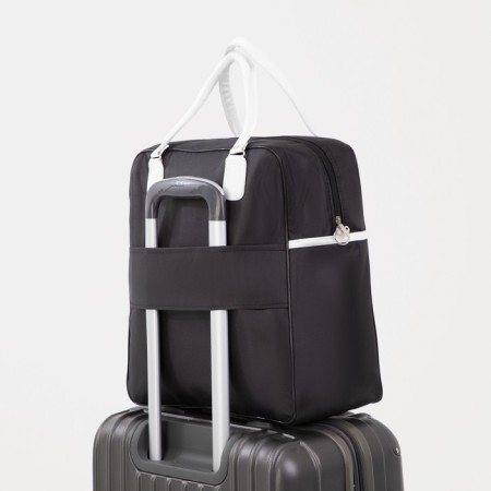 Road bag with lightning, external pocket, suitcase holder, black/white color-3