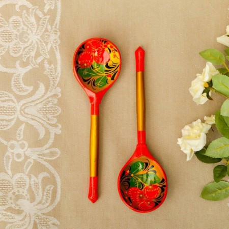 Spoon Polobaska "traditional", gold, 19 × 6 cm, Khokhloma-9