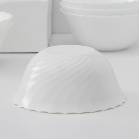 Set of salad bowls Luminarc Trianon, D = 18 cm, glass -ceramic, 6 pcs, white color-3