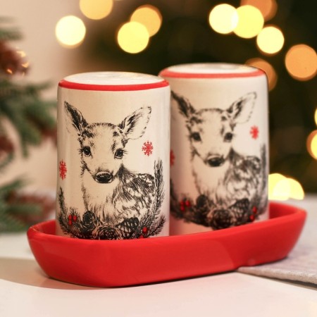 Set for spices ceramic "deer", 12x6.5x7 cm, white color-1