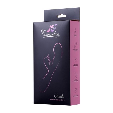 Massager 3 in 1 Eromantica Ornella, pink color, silicone, 21.5 cm-3