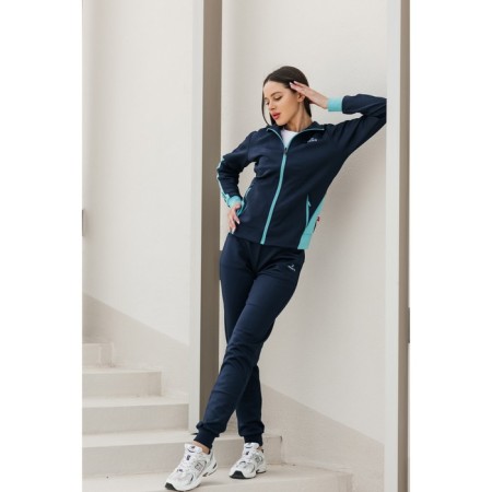 Female sports suit, size 50, dark blue color, turquoise-8
