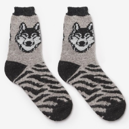 Men's woolen socks "Siberian wolf", gray color, size 25