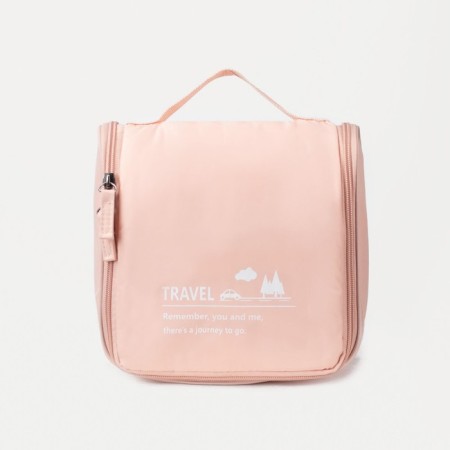 Cosmetic bag, a lightning department, with a handle, with a hook, pink color-1