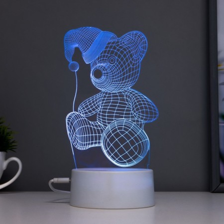 Touchscreen lamp "Bear in a hat" LED 7 USB colors/from white batteries-2