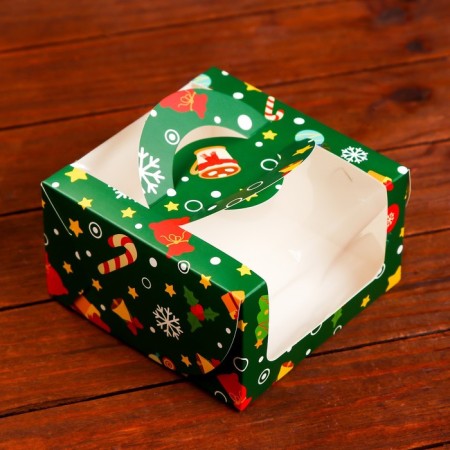 Bearbox under the Bento-Port with the Window "New Year Emerald", 14 x 14 x 8 cm-2