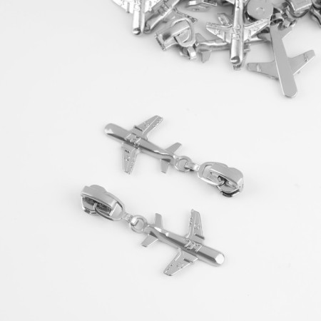 Automatic castle for metal zippers, No. 3, decorative, 10 pcs, Nickel color-1
