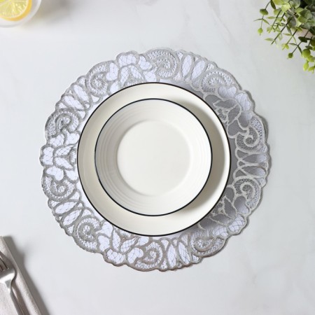 A set of openwork shade “Flowers”, D = 30 cm, 4 pcs, PVC, silver color-4