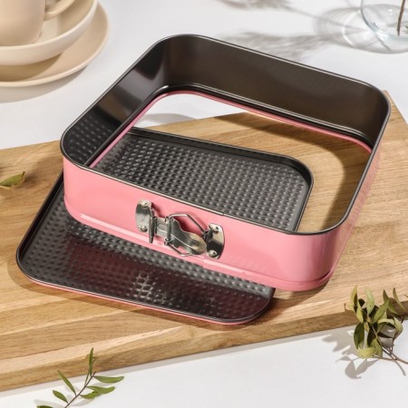 A set for baking shares, 4 objects: the form of the detective “Elin. Square ", brush, spatula, corolla, pink color-2