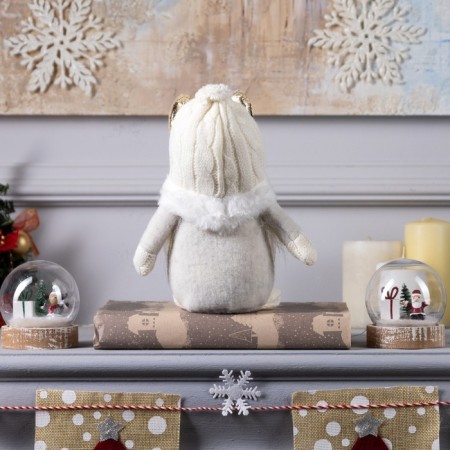 LED figure "White Gnome" 20 × 24 × 10 cm, textiles, batteries AG10x3, glow warm white-2