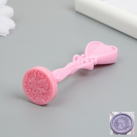 Printing for wax with a plastic handle "Bunny and Flower Wreath" 2.5 cm