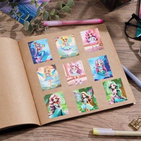 Paper stickers "Girls", with coloring, 11 x 15.5 cm-4