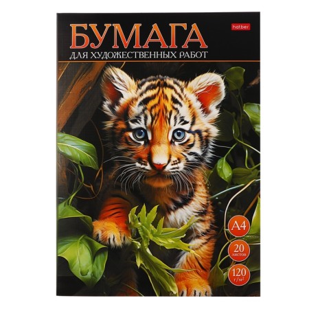 A4 drawing folder, 20 sheets 120 g/m² Hatber "Tigeronok", embossing