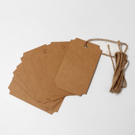 Price tag-turf set 10 pcs., On a rope, 9 × 5.5 cm, beige color-1