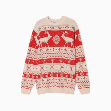 New Year. Knitted children's kaptan scandinavia size 32 (110-116 cm), red
