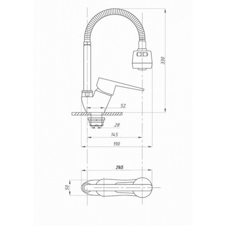 Fauzt FZS-811-129 kitchen mixer, single-leaf, flexible surge of 145 mm, chrome-2