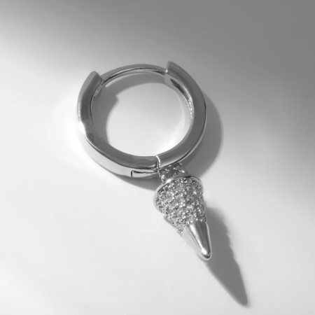 Piercing in the ear (Helix) "Spike", D = 8 mm, white color in silver