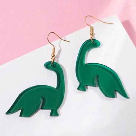 Acrylic earrings "dinosaurus" cartoon, green color