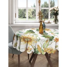 The tablecloth “corn and sunflowers”, round, Saten, d = 150 cm