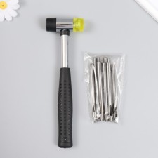 Set of barks (d = 0.5; 1; 1.5; 2; 2.5) with a strip punch (D = 3; 3.5; 4; 4.5; 5) and hammer 960411