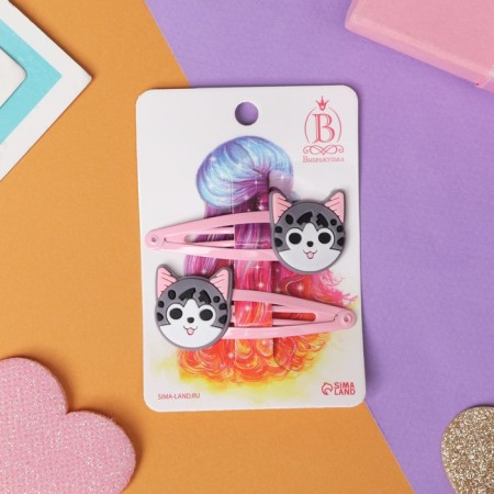 Invisibility for hair "Abel" (set 2 pcs) Gray cat, 5 cm-1