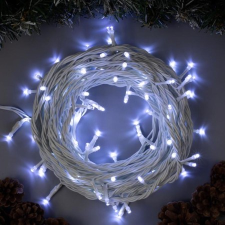 Garland "thread" 10 m, IP44, UMS, white thread, 100 LED, white glow, 220 V