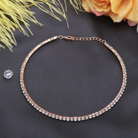 Necklace "ice", 1 row, white color in gold, 35 cm