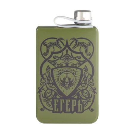 Alcohol flask "Huntsman", stainless steel, gift, 270 ml, 9 oz-1