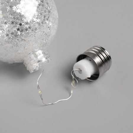 Set of Christmas tree balls “Silver stars” 3 pcs., Battery, 5 LED, glow white glow-2
