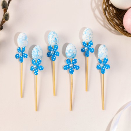 Swap eggs flower blue, set 6 pcs.-1
