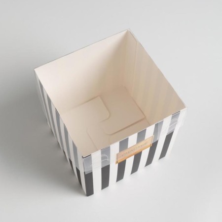 Gift box for flowers with PVC lid, packaging, “Happiness is waiting for you”, 12 x 12 x 12 cm-1