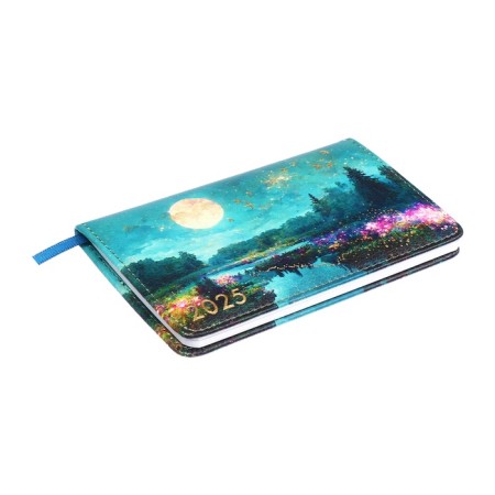 Purple dated pocket 2025, 155 x 95mm 64 sheets, Devente.nature, solid cover to leatherette with foam rubber, embossing, block 70, green-2
