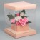 Gift box for flowers with a vase and PVC windows folding, packaging, peach, 23 x 30 x 23 cm