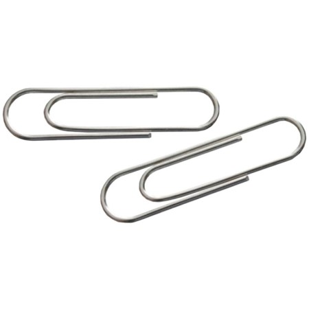 Nickelized paper clips 50 mm, 100 pieces, cardboard packaging-1