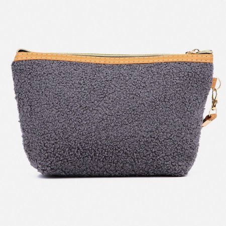 Cosmetic bag with a zipper, with a lining, the color is gray-1