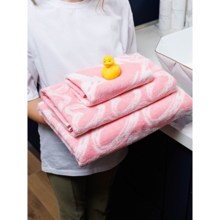 Trick Tenge Guten Morgen Hearts, 450 gr, size 50x90 cm, pink color-6