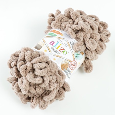 Yarn "Puffy" 100 % micropoliester 9m/100g (530 cocoa)-1