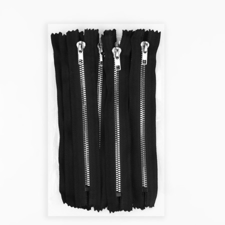 Lightning "Tractor", No. 5, non -proceeding, decorative link "Akuli tooth", castle machine, 18 cm, black/silver color-2