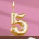 Candle for the cake "Golden with stars", figure 5, 5.5 cm