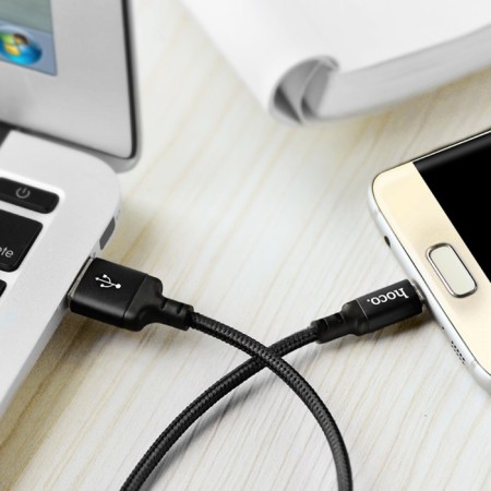 Hoco X14 cable, micro USB - USB, 2 A, 2 m, fast charging, nylon braid, black-7