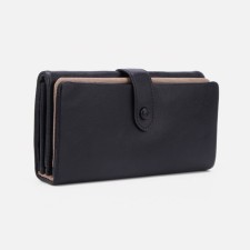 Women's wallet on the button, black color